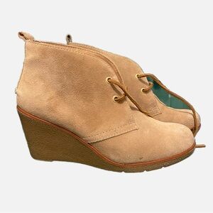 Sperry Harlow Wedge Bootie Sand Suede Sz 8